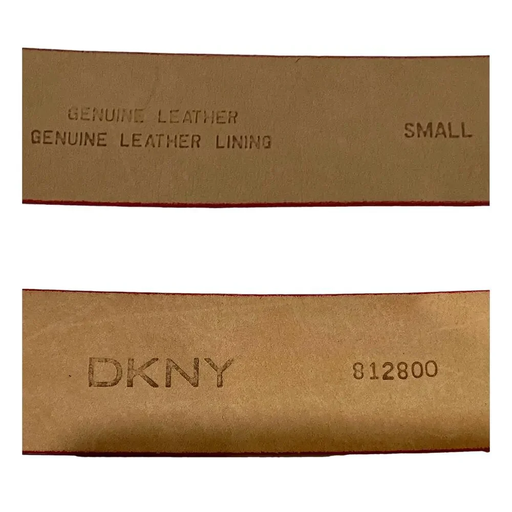 90s DKNY Red Leather Belt w Silver Buckle | VTG S | 28